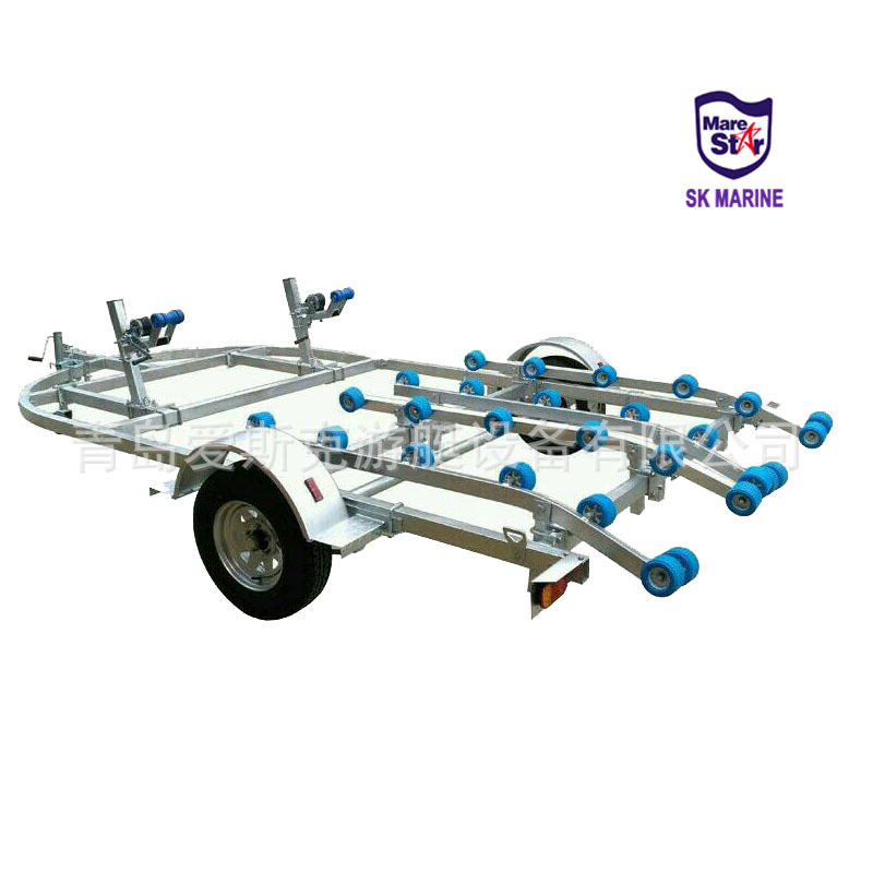 双摩托艇拖车 玻璃钢游艇拖车拖车架拖架 船用快艇拖车