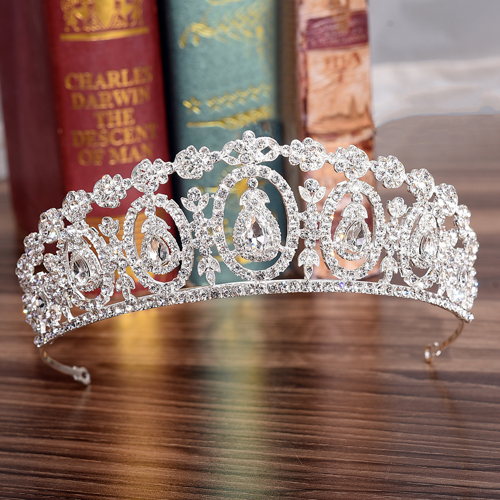 Fashion Water Droplets Alloy Inlay Rhinestones Crown display picture 1