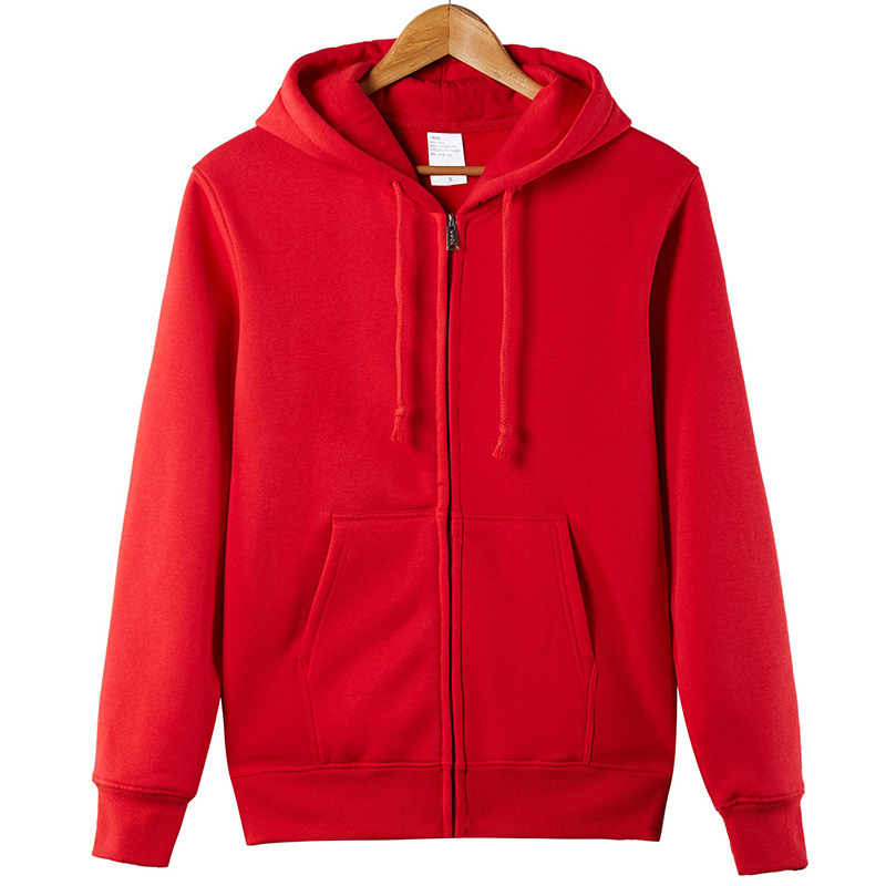 wholesale Autumn and winter Sweater customized LOGO Long sleeve Hooded Cardigan Sweater Fleece men and women coverall customized