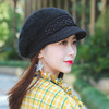 Keep warm beading needle from pearl with hood, winter woolen knitted hat, increased thickness
