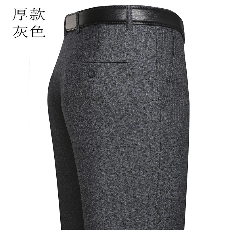 Pantalones de traje forrados de lana para hombres de otoño pantalones de traje gruesos sueltos de cintura alta de negocios rectos pantalones de traje formal de mediana edad para hombres image 7