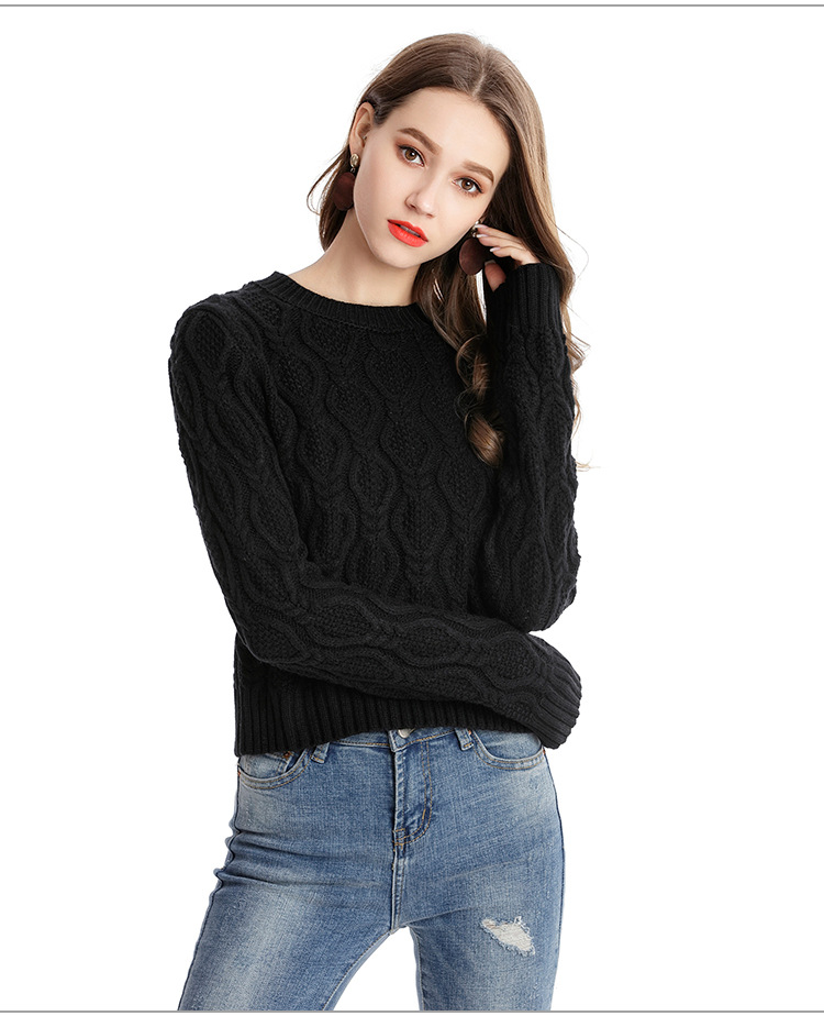 solid color round neck pullover sweater NSYH22106