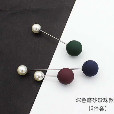 the republic of korea Imitation pearls Emptied Brooch one word Pin insertion Cardigan Pin buckle sweater coat clothing With accessories