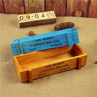 复古木质多肉木盒摆件家用长方形做旧zakka多肉花盆|ru