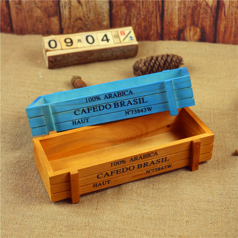 复古木质多肉木盒摆件家用长方形做旧zakka多肉花盆|ru