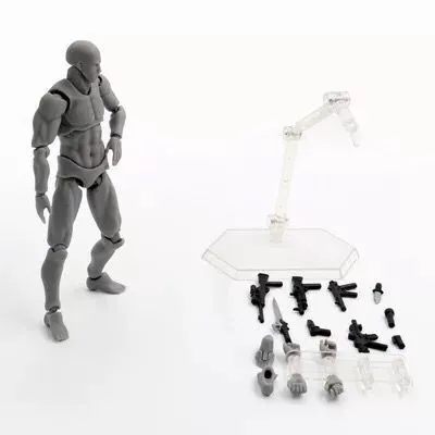 Тело артикулированной фигуры (Figma) Молодежное издание 2.0 — серебристо‑серый оттенок кожи, база с 13 см позируемая