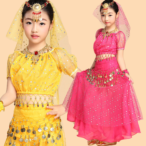 New children's belly dance suit Children's Indian dance dance costume performance costume performance costume sequined skirt children