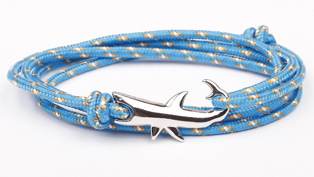 12g Weight Bracelets Classification Alloy, rope Chain Material 1 Piece Quantity Holiday, Daily, Street Occasion Alloy, rope Material Shark Pattern Men's Gender Layered Design Casual, Simple Style Style Casual Simple Style Shark Alloy Rope Layered Men's Bracelets Men's Chain Bracelets 22