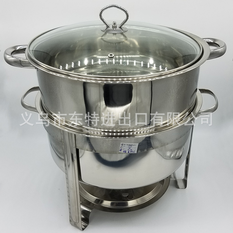 Factory direct sales of stainless steel dining stoves, straight-leg double-layer alcohol stoves, hotel and restaurant buffet stoves, hanging lid dining stoves detail image 3