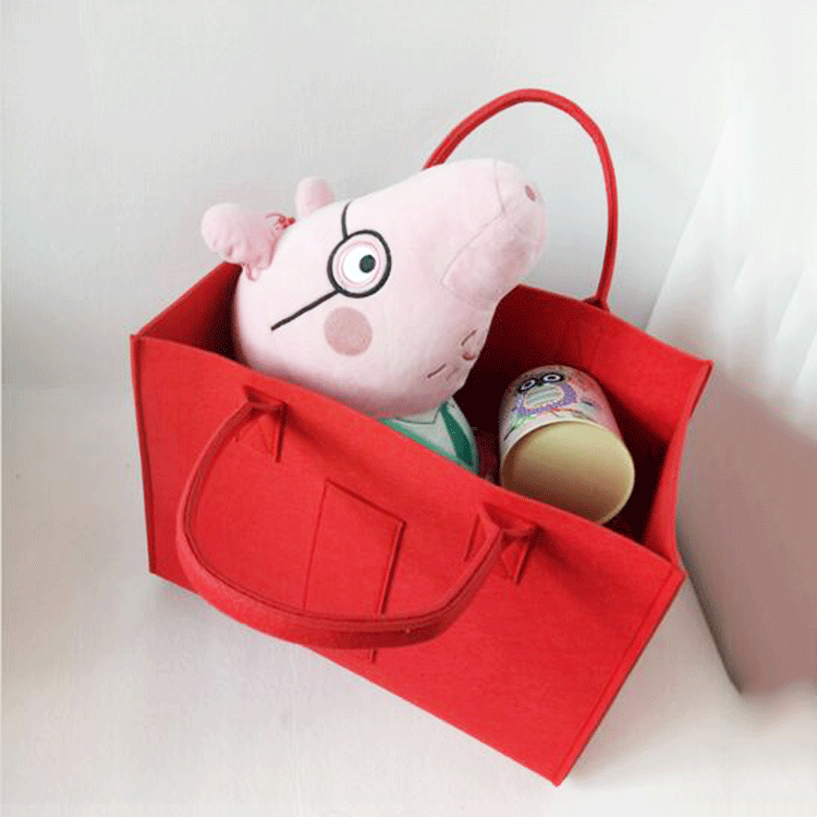 毛毡购物袋 儿童玩具手提收纳袋 毛毡手提包 huan毛毡收纳篮