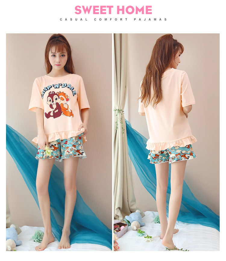 帮手描述图：华信2018夏季新款短袖6535睡衣女套装学生家