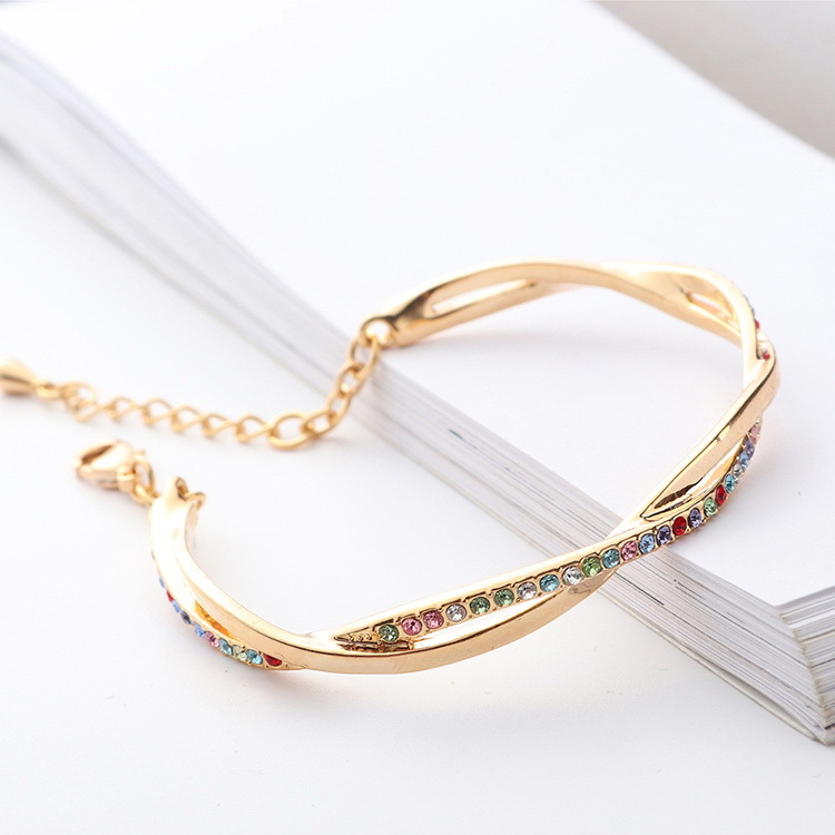 1 Piece Fashion Waves Alloy Plating Zircon Womenu0027S Bangle