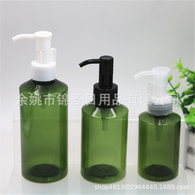 100ml150ml200ml斜肩墨绿瓶配卸妆油泵头，洗发水、化妆品分装瓶