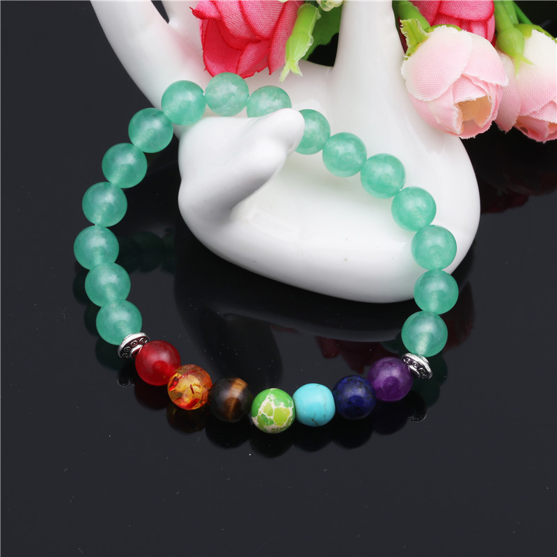 De Souhaits  Perlé Bracelet 8mm Vert Agate Bracelet Bracelet display picture 3