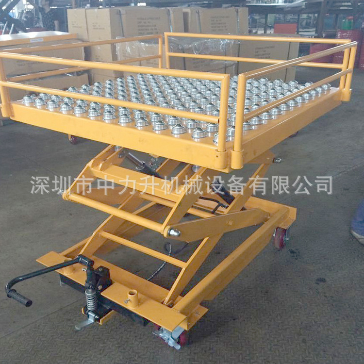 移动式滚珠手动平台车 带牛眼装卸模具升降车 手推式液压平台车