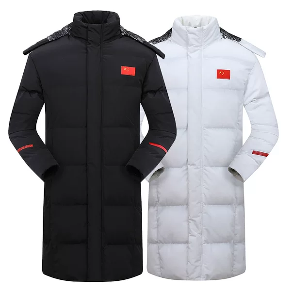 Winter sports over-the-knee cotton coat, unisex long style, suitable for football and swimming, fleece-lined, national team winter training coat