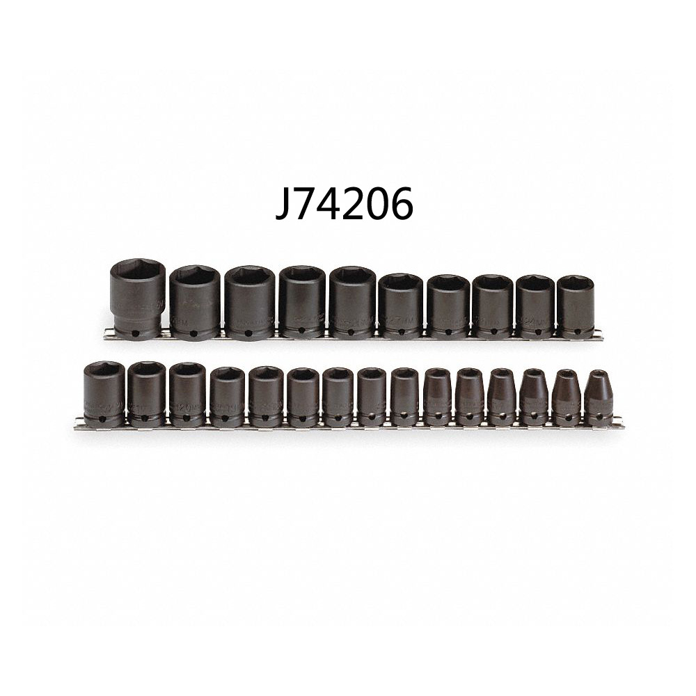1/2方口 公制25件套6角冲击套筒 气动冲击套筒 J74206 现货