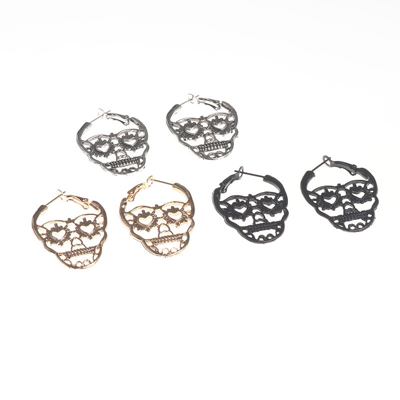 1 Pair Vintage Style Skull Plating Alloy Earrings display picture 1