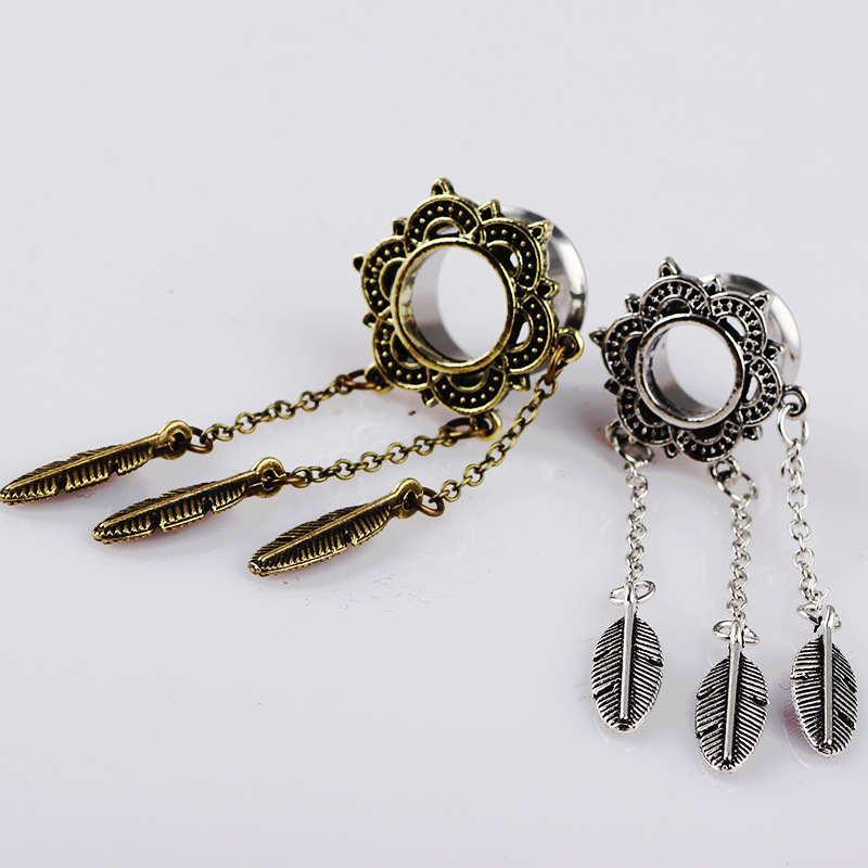 Bronze 16mm U-Shaped Leaf Ear Weights Stainless Steel Body Jewelry for Gauged Earlobes detail image 13