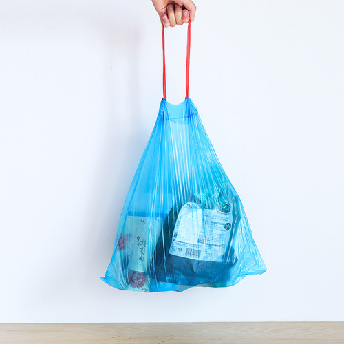 Drawstring garbage bag household kitchen thickened portable cleaning large commercial automatic closing pull-throw plastic bag