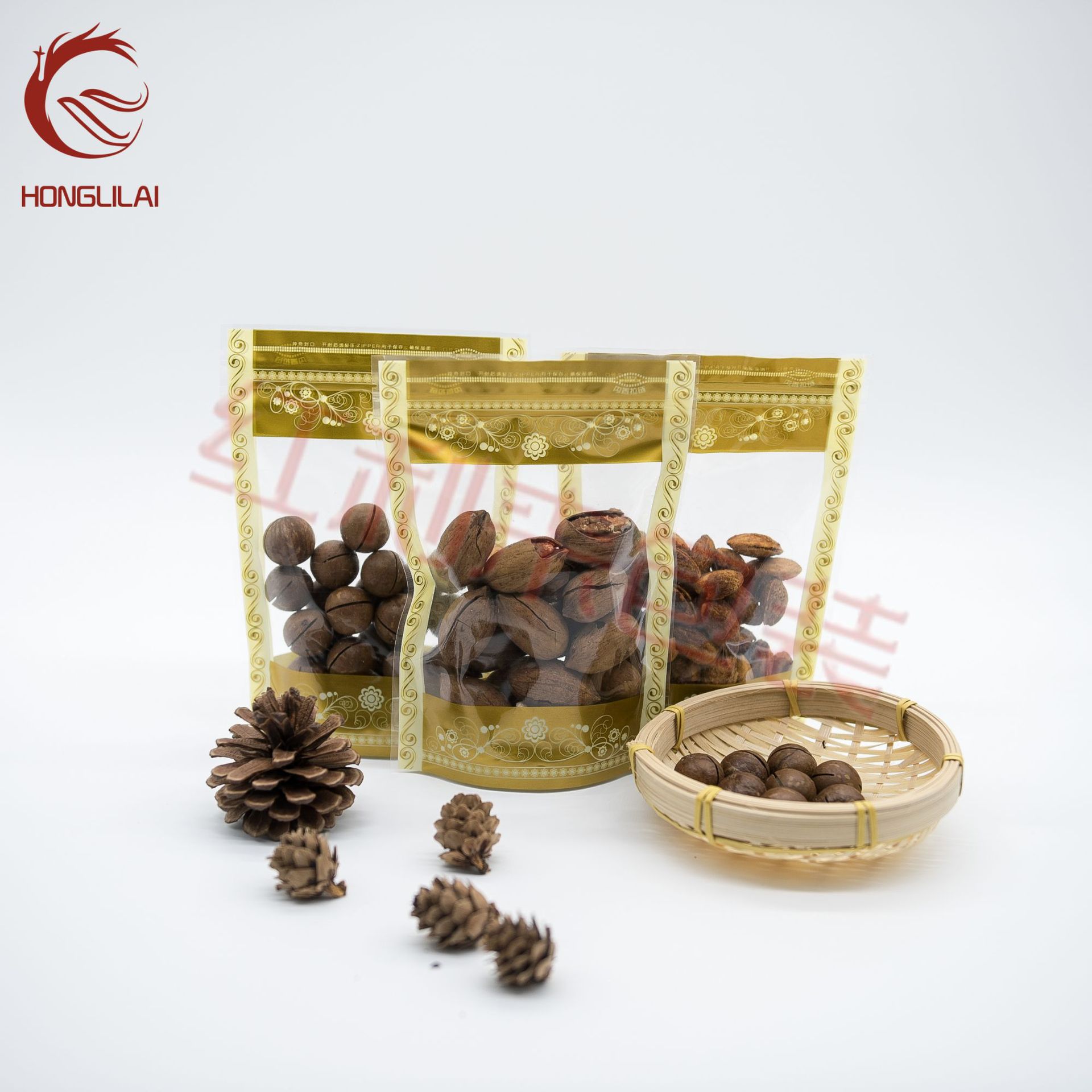 印金花透明自立袋 拉链骨袋 食品封口袋 干果花茶包装袋 复合袋