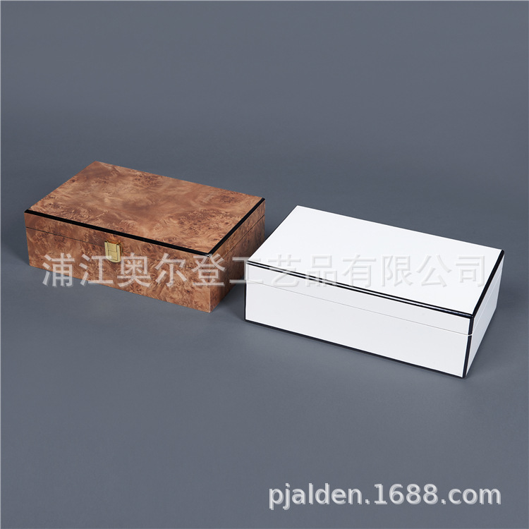 Black border line color matching white wooden box, universal lacquered wooden box, custom-made essential oil packaging wooden box, jewelry gift box detail image 1