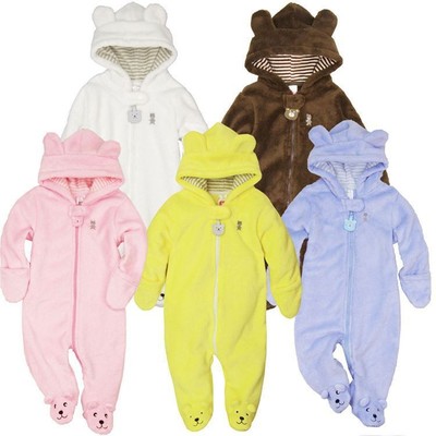跨境专供亚马逊速卖通卡特春秋装婴儿法兰绒小熊连体衣外出服1岁|ms