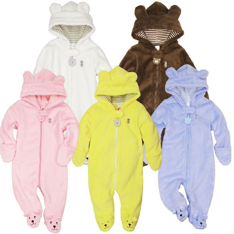 跨境专供亚马逊速卖通卡特春秋装婴儿法兰绒小熊连体衣外出服1岁|ms