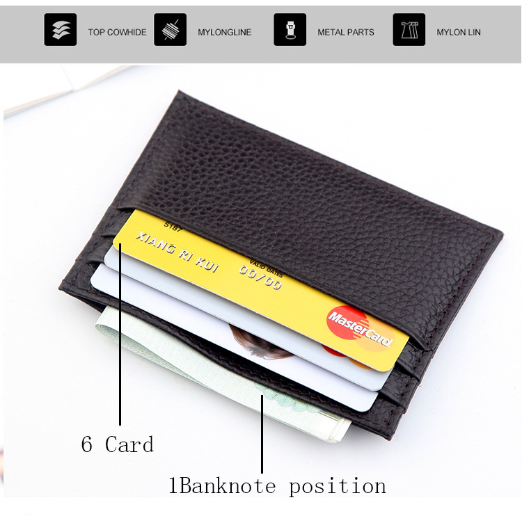 Men's Card Holder First Layer Cowhide Card Holder Leather Business Card Holder Simple Credit Card Holder display picture 3