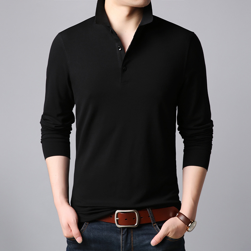 Joey Spring Long sleeve T-shirt man Easy pure cotton jacket Solid Lapel POLO men's wear T-shirt wholesale
