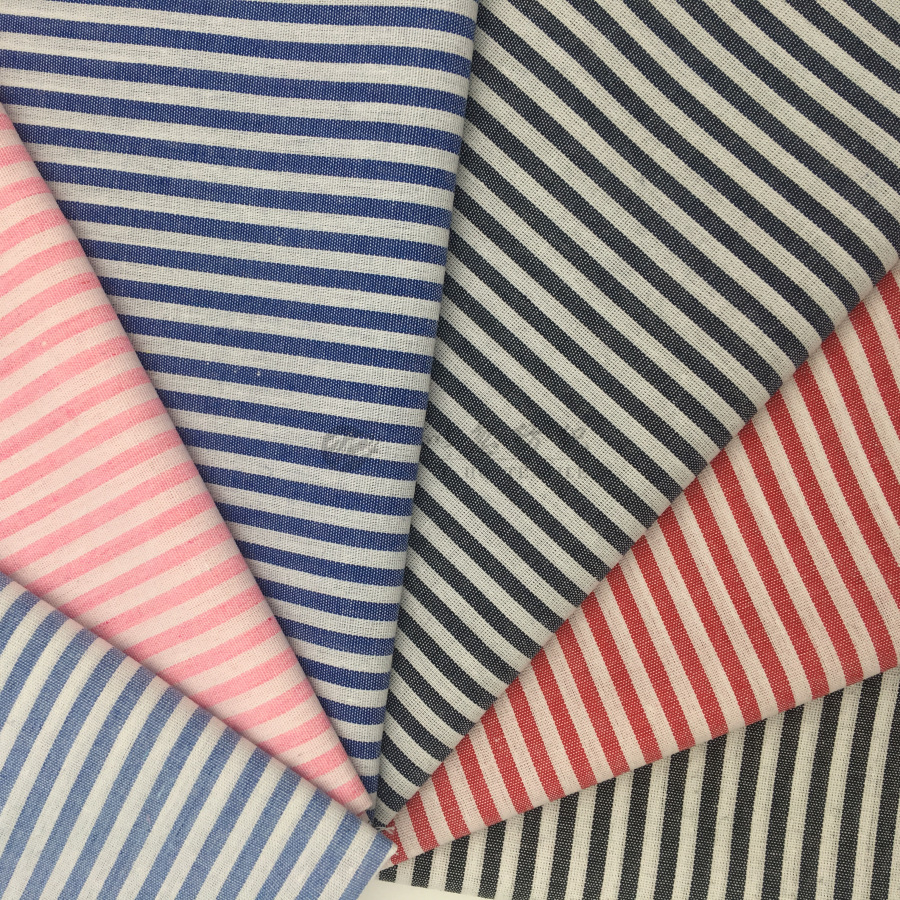 厂家直销 现货供应 全棉条子 色织面料 时装面料 批发