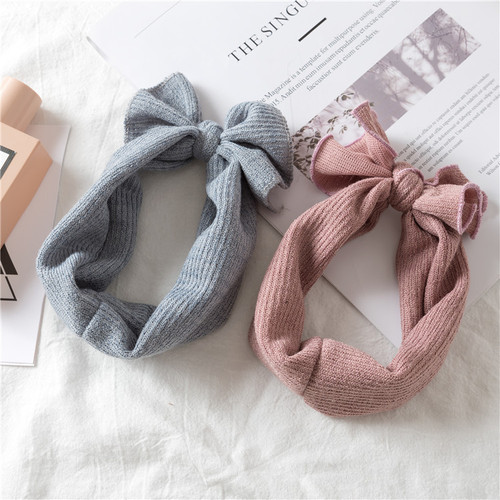Headwear new bow hair accessories Children's solid color baby headband hair accessories wide-brimmed baby girl's micro elastic headband