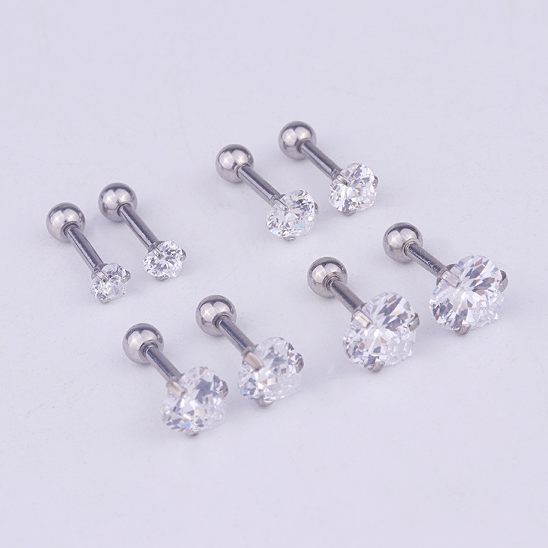 Ear Cartilage Rings & Studs Fashion Heart 316 Stainless Steel  Zircon display picture 2