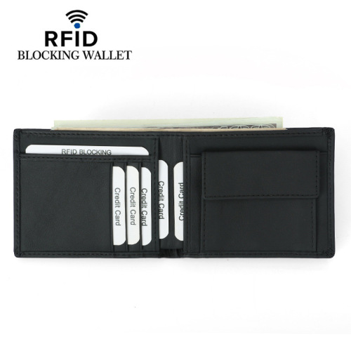Amazon's best selling anti-theft brushed RFID first-layer cowhide wallet Korean version cowhide men's wallet coin purse