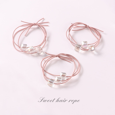 热卖韩版三合一水钻发绳 女扎头发橡皮筋简约头绳 百搭发圈厂家|ms