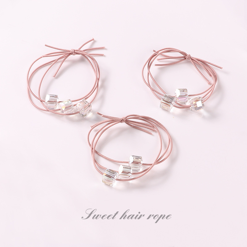 热卖韩版三合一水钻发绳 女扎头发橡皮筋简约头绳 百搭发圈厂家|ms