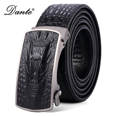 Dante男士 鳄鱼纹立体质感皮带男自动扣休闲商务腰带 一件代发