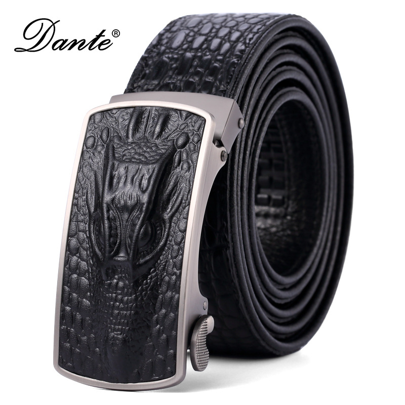 Dante男士 鳄鱼纹立体质感皮带男自动扣休闲商务腰带 一件代发