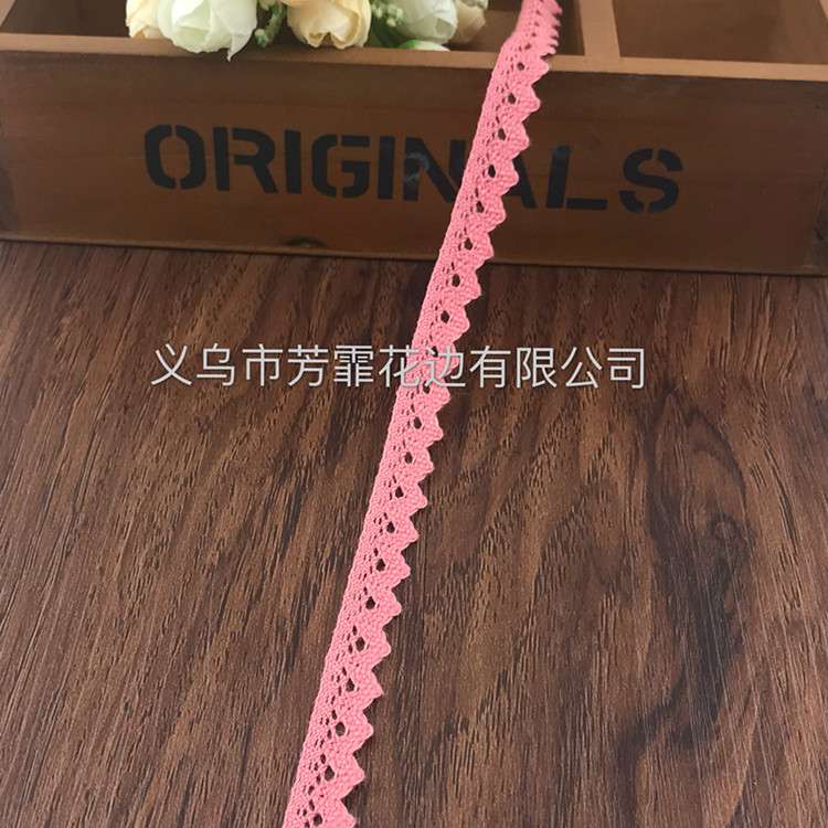 人造棉材质彩色花边 1.2cm单边小花边 蝴蝶结工艺品饰品适用辅料