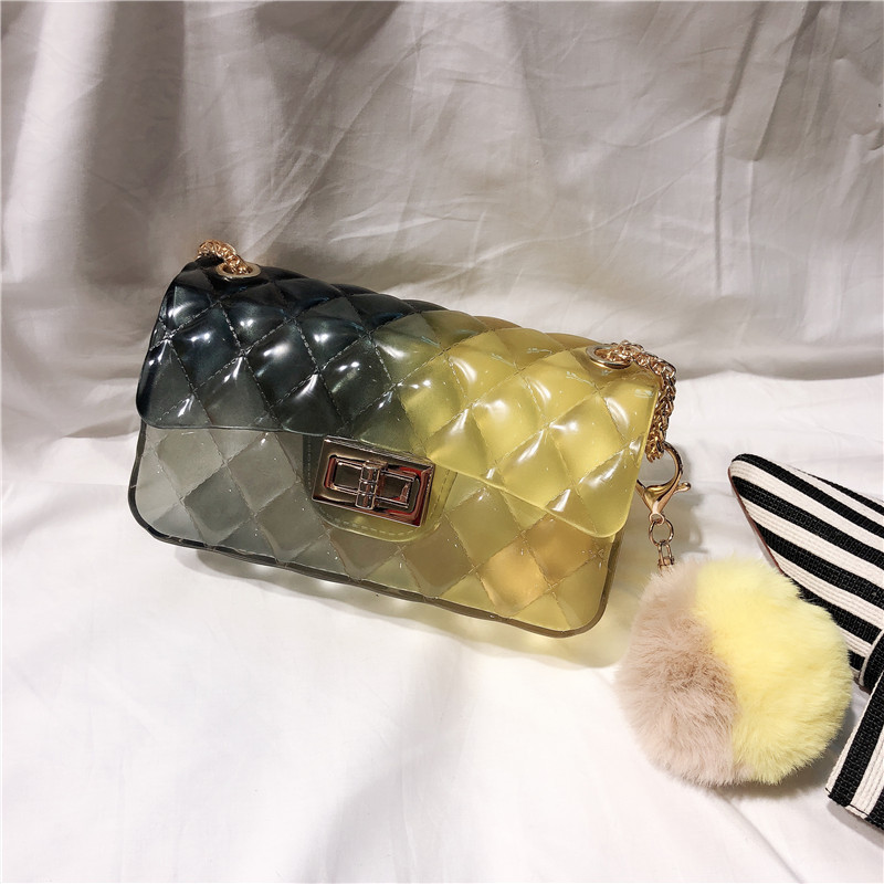 2025 Summer New gradient color jelly bag, ins diamond chain small square bag, single-shoulder crossbody women's bag undefined