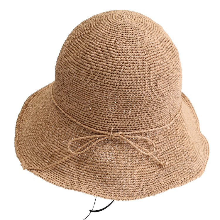 韩版手工小清新拉菲草帽可折叠沙滩帽海边度假遮阳防晒太阳帽