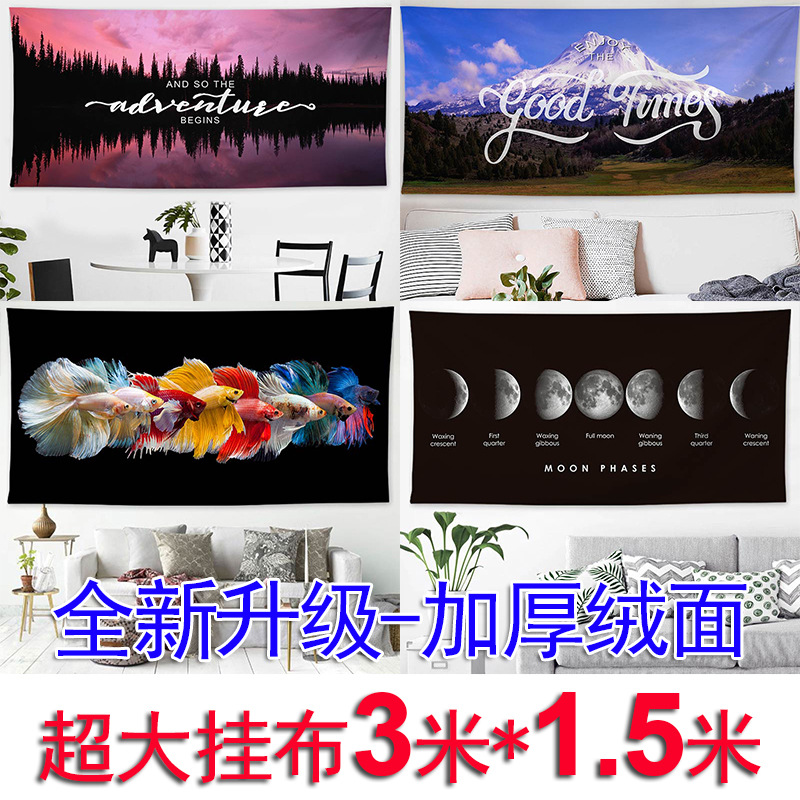 3米挂布ins背景墙布房间卧室装饰画挂毯大号直播拍照布海边沙滩巾