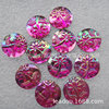 16mm electroplating AB colorful flower round flat diamond with pattern round acrylic diamond flat bottom plastic drill