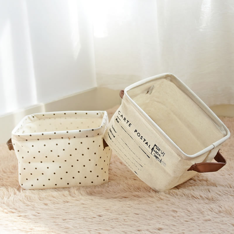 Inicio acabado de algodón y lino cesta de almacenamiento cesta de pan cesta de tela al por mayor impermeable plegable en stock 0063