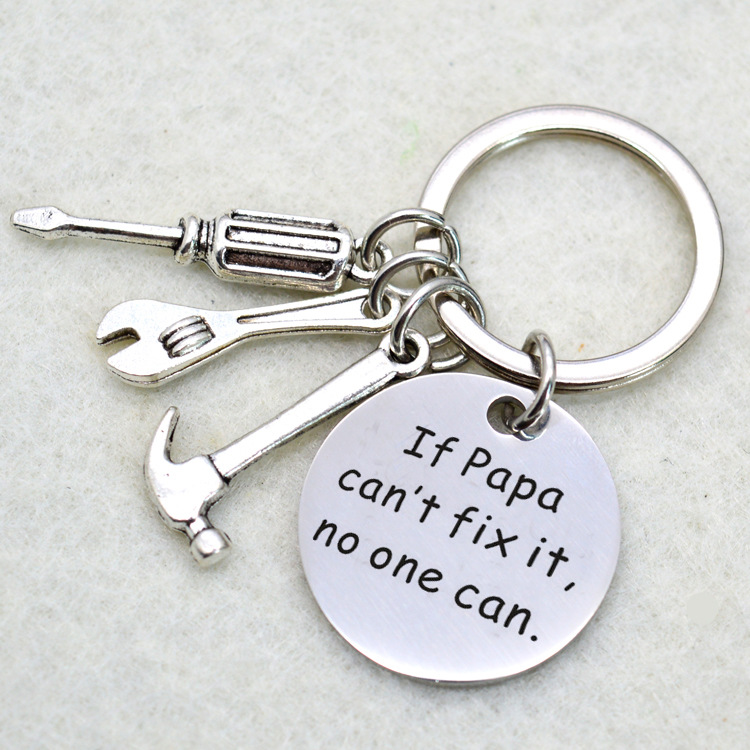 Father's Day Gift Letter Stainless Steel Hammer Wrench Screwdriver Key Ring display picture 5