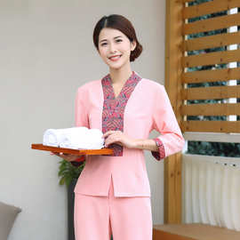 美容美甲工作服春夏长裤spa技师足疗汗蒸桑拿美容院技师工作服女