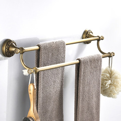 Bathroom hardware bathroom pendant brass material European bathroom antique towel bar double pole towel hanging rail wholesale