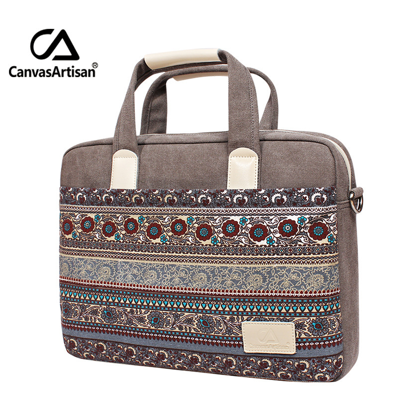 새로운 도착 캔버스 민족 스타일 싱글 숄더 핸드 헬드 크로스 바디 3 목적 가방 애플 맥북 샤오 미 노트북 가방