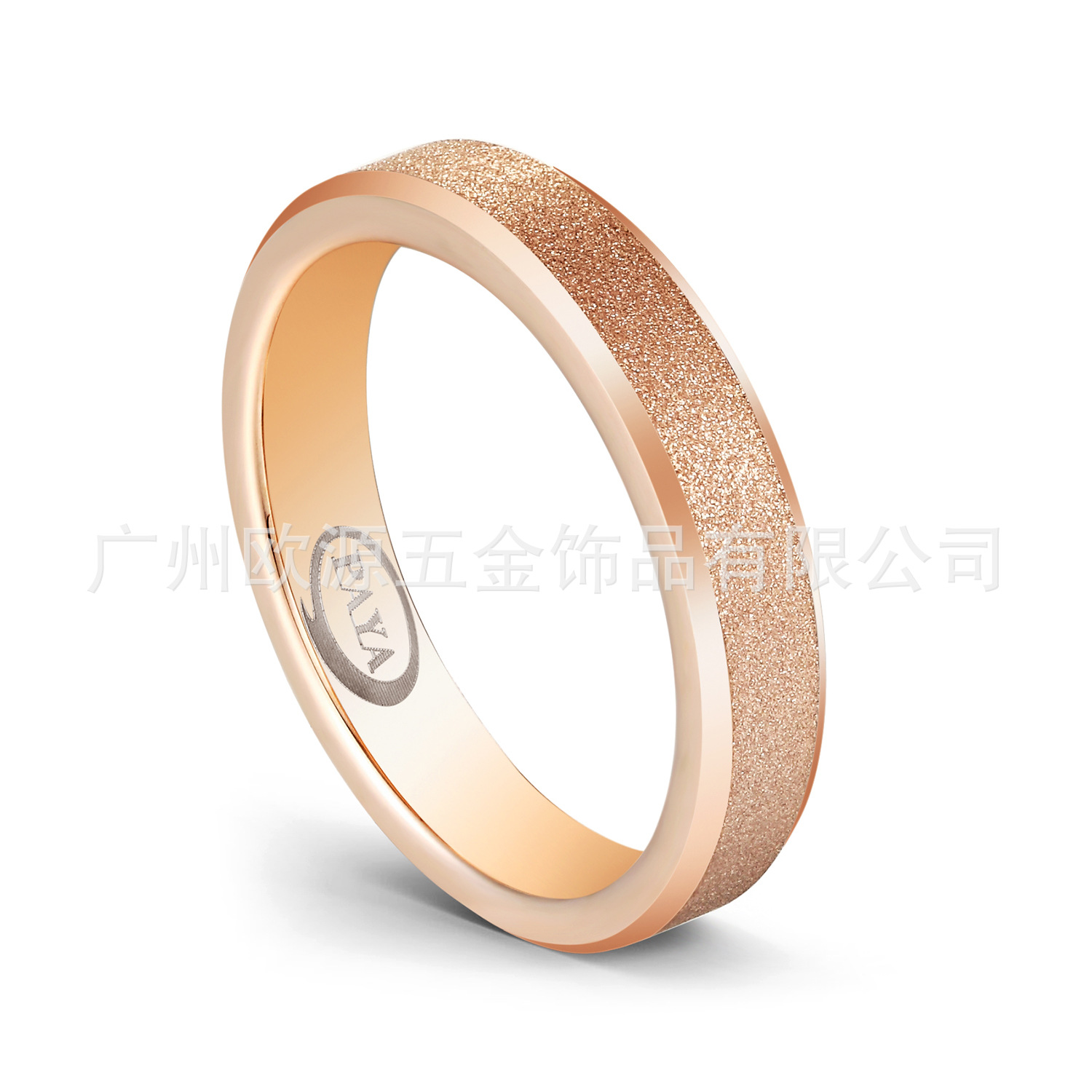 广州欧源工厂直销 钨钢戒指 玫瑰金磨砂 瑞丽定制镭射 情侣对戒