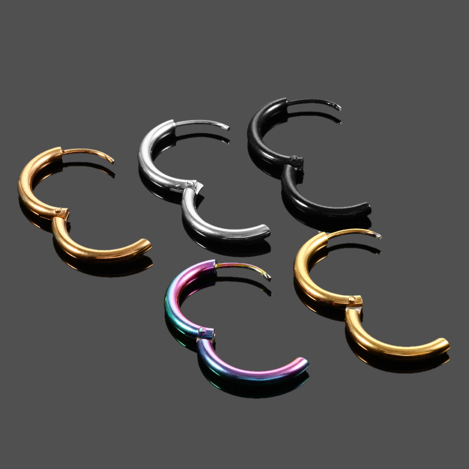 1 Piece Retro Solid Color Plating Stainless Steel Hoop Earrings display picture 2